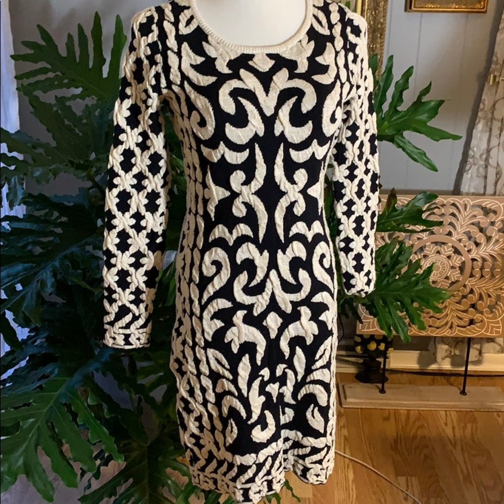 INC International Concepts Black and Cream Dress
